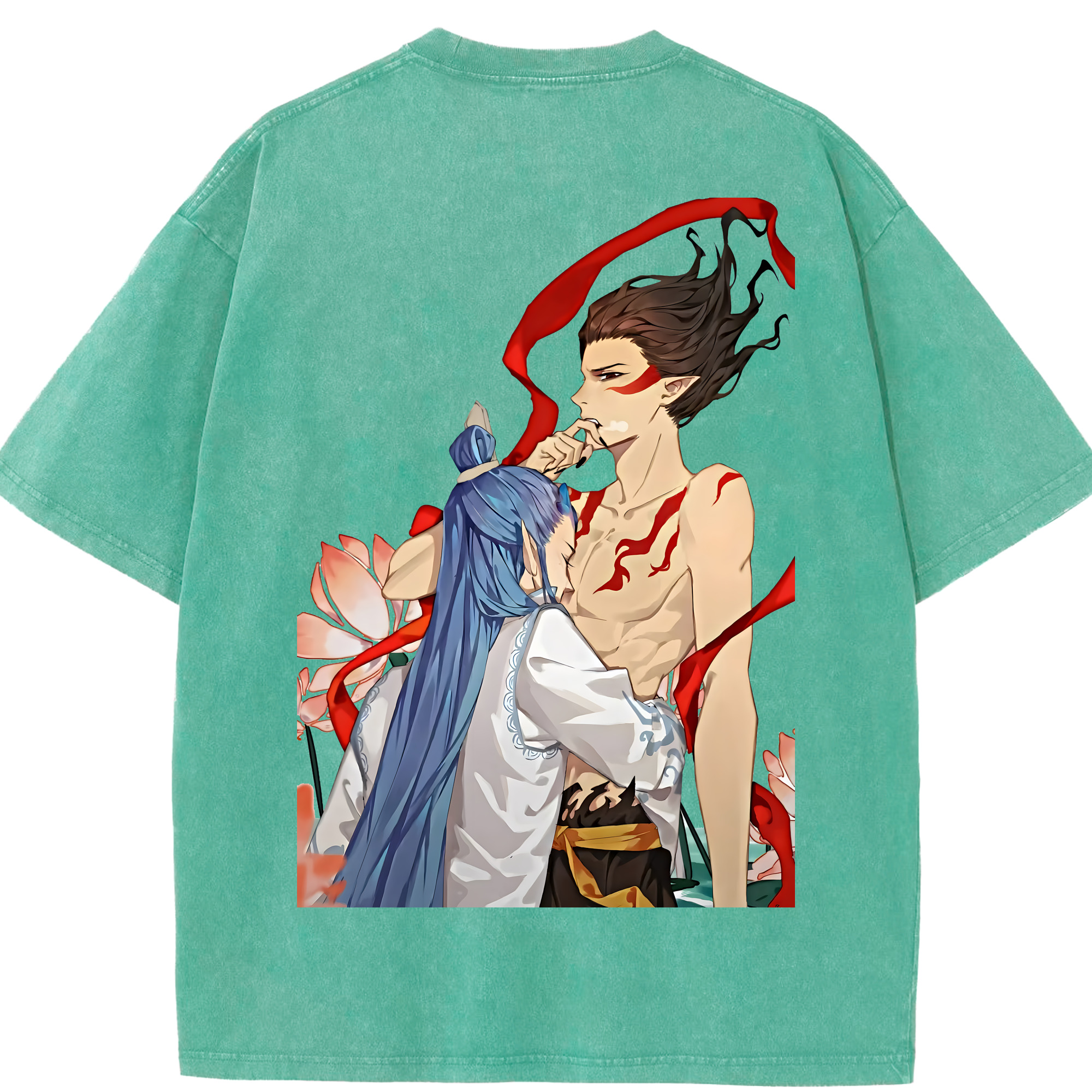 （画像用） Ne Zha 2 ナタ 魔童の大暴れ 綿100% ヴィンテージ風 半袖Tシャツ（背面プリント）